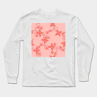 Coral Floral Pattern Long Sleeve T-Shirt